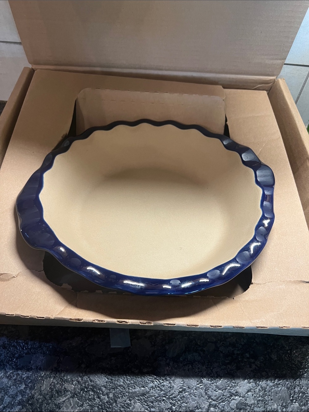 10” BLUE Pie stoneware. Heritage Collection by The Pampered Chef NIB